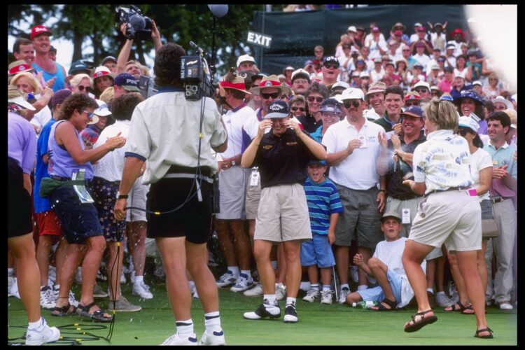 16 Jul 1995: Annika Sorenstam celebrates after the U. S. Women''s Open in Colorado Springs, Colorado. Mandatory Credit: J.D. Cuban /Allsport