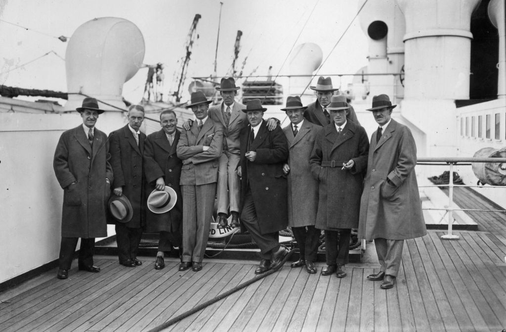 The 1927 Great Britain Ryder Cup team on a ship to America