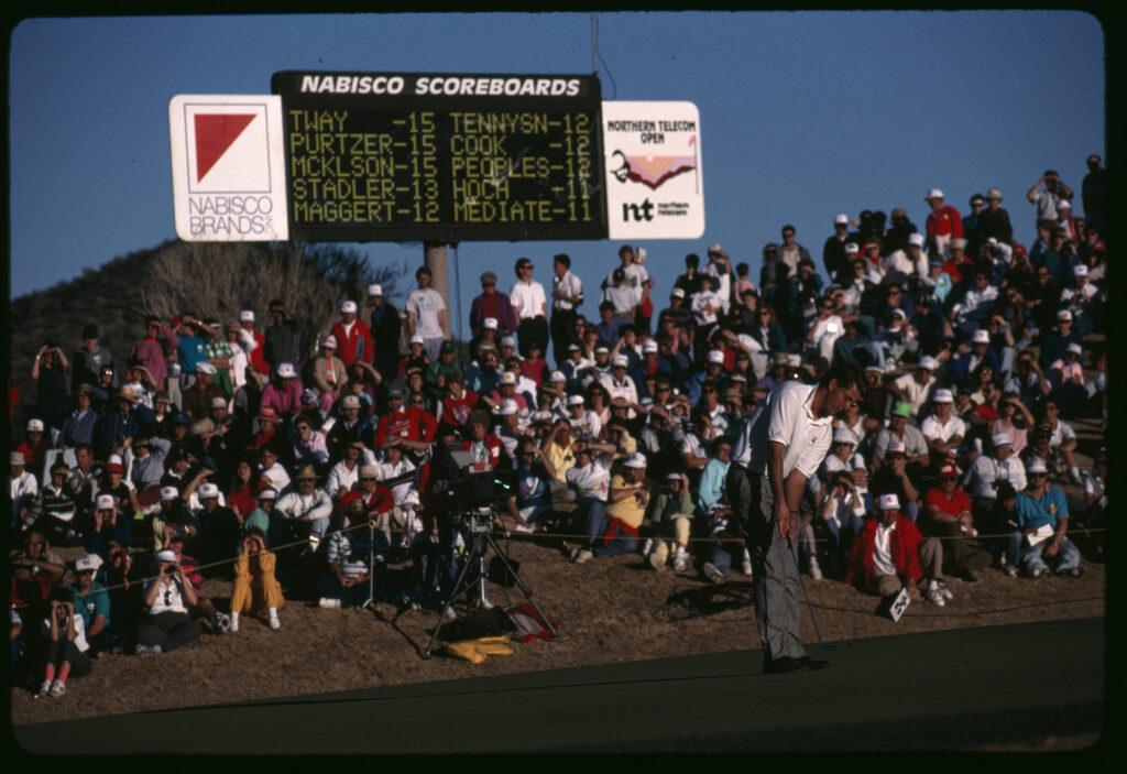 Phil Mickelson hits a putt during the final round of the 1991 Northern Telecom Open