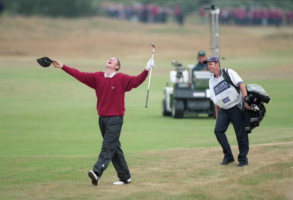 19 Jul 1998:  Amateur player Justin Rose holes his third shot on the 18th hole during the 1998 British Open held at Royal Birkdale, Southport, Mers...