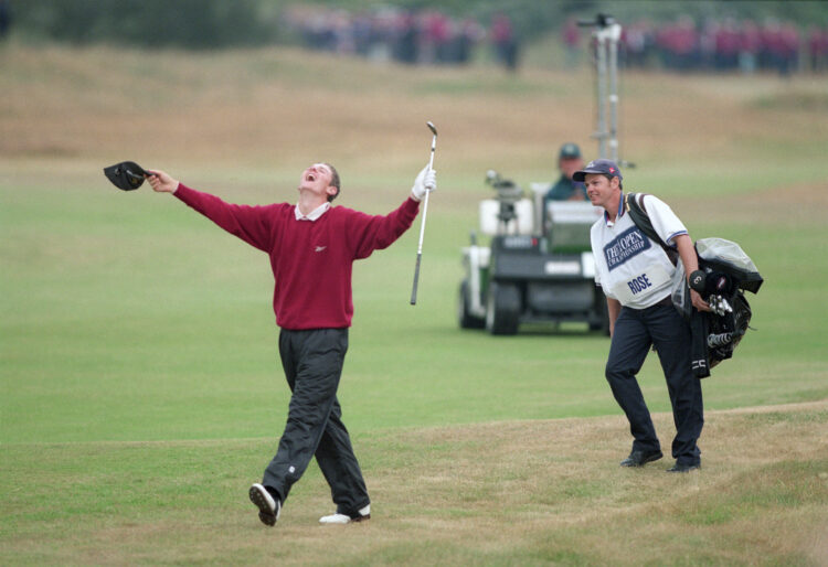 19 Jul 1998:  Amateur player Justin Rose holes his third shot on the 18th hole during the 1998 British Open held at Royal Birkdale, Southport, Mers...